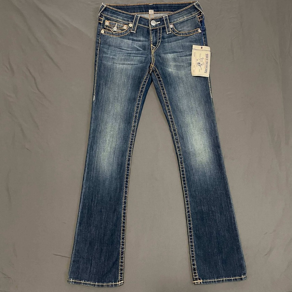 $235 NWT True Religion Size 27 Havana Bootcut Big T Jeans Blue Havana - Picture 2 of 12